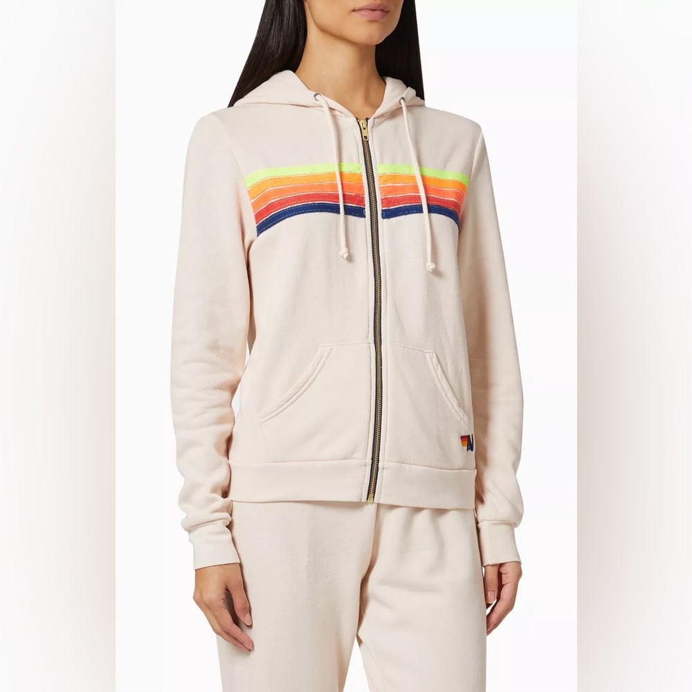 Aviator Nation Zip Hoodie in Sand